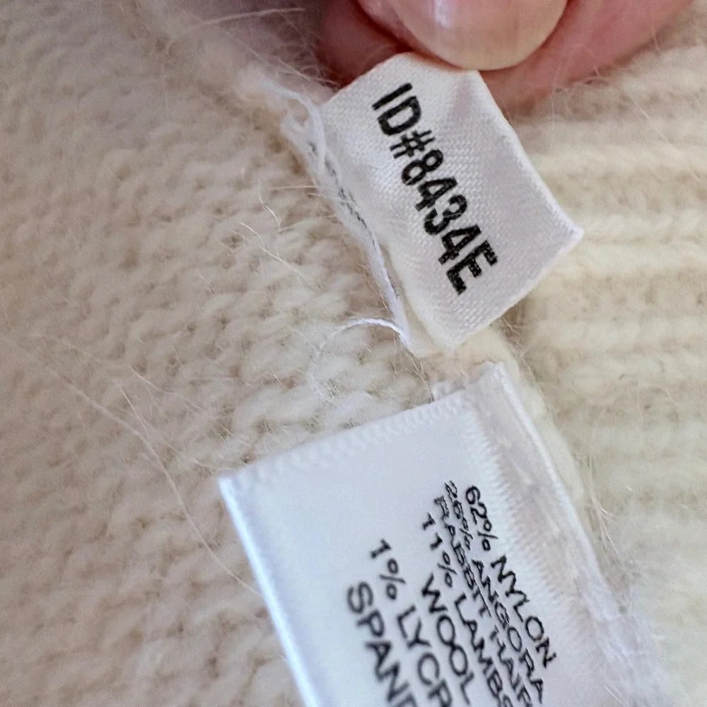 Y2K 90s ANN TAYLOR Angora Cream‎ Shawl Collar Button Front Cardigan Sweater MP
